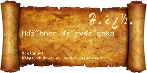 Hübner Árvácska névjegykártya